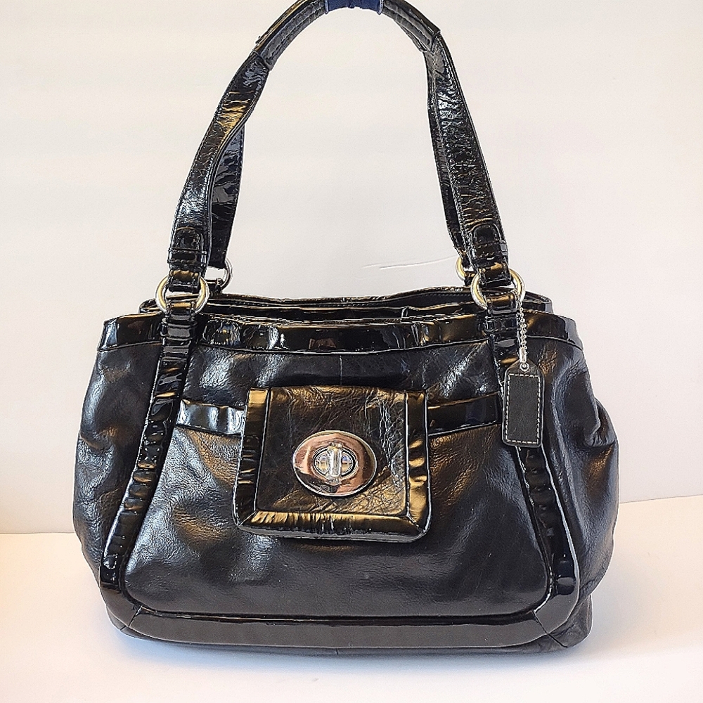 Coach Cricket Black Leather Satchel Purse Shoulder Bag